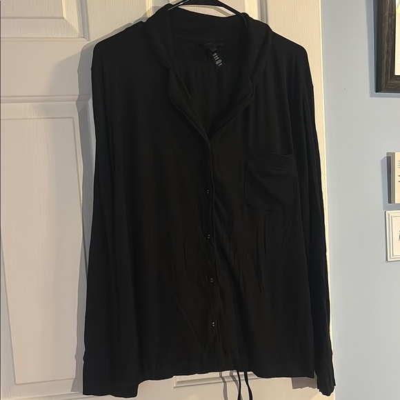 SKIMS super soft black ribbed pajama set, EUC, L - Picture 2 of 7